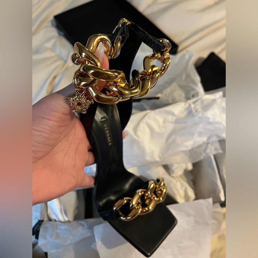 Versace gold chain heel